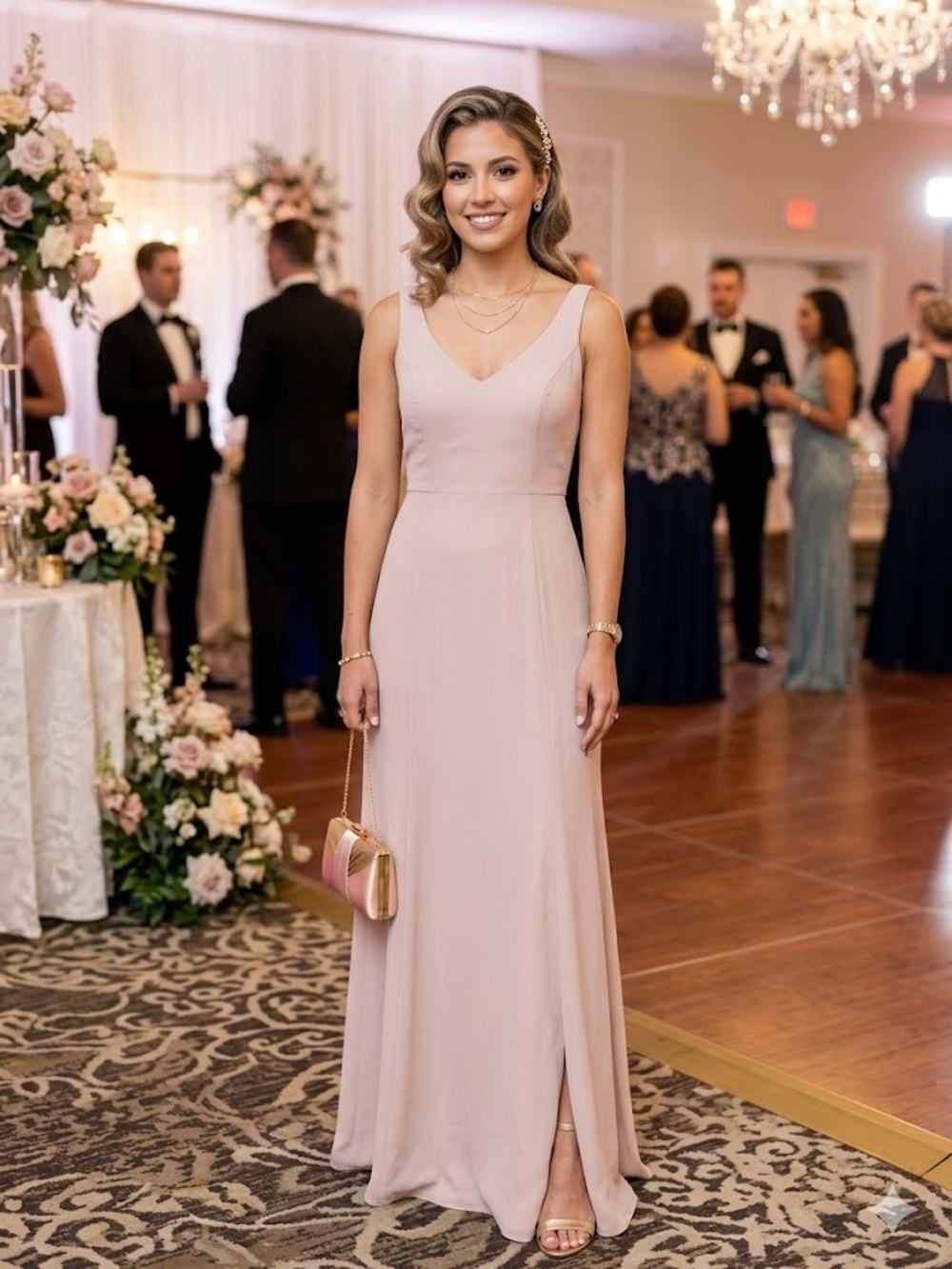 Show Me Your MuMu Blush Pink V-Neck Prom Gown